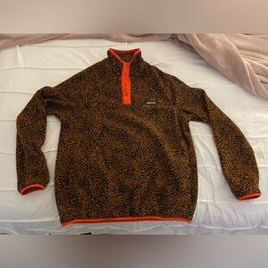 🐆 NWT - Lands' End Heritage Fleece Pullover - Small - Caramel Leopard